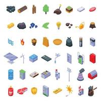 Natural resources icons set, isometric style vector