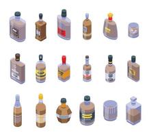 Bourbon icons set, isometric style vector