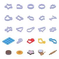 conjunto de iconos de moldes para galletas, estilo isométrico vector