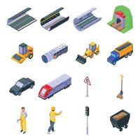 Tunnel icons set, isometric style vector