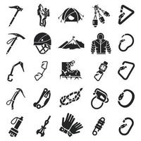 Mountaineering equipment icon set, simple style vector