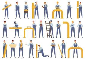 Gasman icons set cartoon vector. Facility technician vector