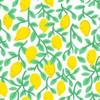 Seamless pattern with lemon leaves and branches vector