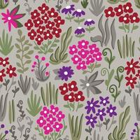 Seamless pattern with flowers on a meadow in retro style vector