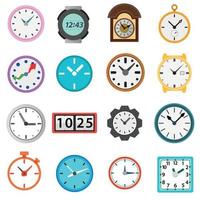conjunto de iconos de tiempo y reloj, estilo simple vector