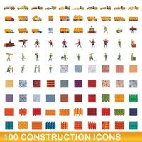 100 iconos de construcción, estilo de dibujos animados
