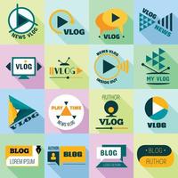 Vlog logo set, flat style vector