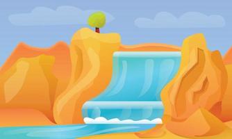 Waterfall concept banner, cartoon style vector