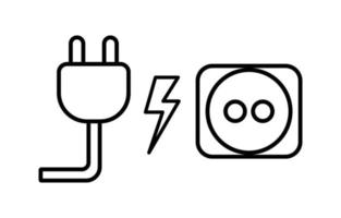 iconos de electricidad de enchufe y enchufe en un fondo blanco, vector, relacionado con la ilustración actual del cableado eléctrico vector