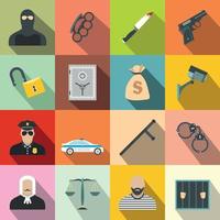 Crime flat icons vector