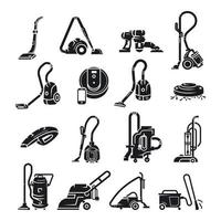 Vacuum cleaner icons set, simple style vector