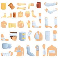 Bandage icons set, cartoon style vector