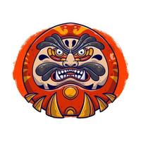 Daruma doll Japanese art illustrations vector