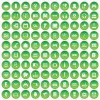 100 device app icons set green circle vector