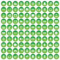 100 device app icons set green circle vector