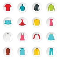 Different clothes set flat icons vector