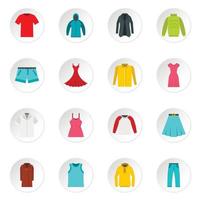 Different clothes set flat icons vector