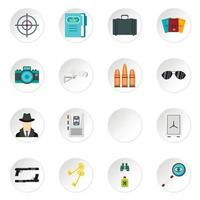 Spy tools set flat icons vector