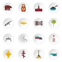 Russia icons set, flat style vector