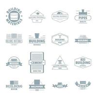 Building materials logo icons set, simple style vector