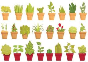 Garden on a windowsill icons set cartoon vector. Blossom apartment vector