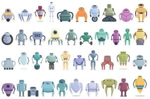 Robotics icons set cartoon vector. Smart tech vector