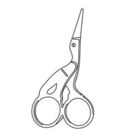 Tailor and embroidery scissors. Crane Small Scissors isolated on white background. Vector outline.