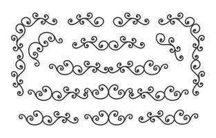Vector set of hand drawn graphic elements, dividers and ornaments for page decoration and frame design. Decorative symbols for scrapbooking, greeting cards and invitations