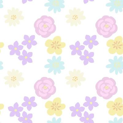 Bloom flowers seamless pattern. Spring summer pastels background. Vector Illustration