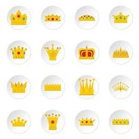 Crown icons set in flat style vector