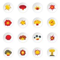 Explosion icons set in flat style vector