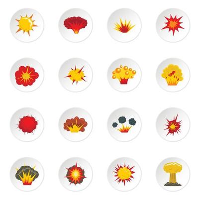 Explosion icons set in flat style