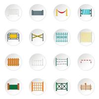 Fencing icons set in flat style