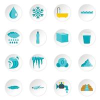 Water icons set in flat style vector