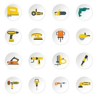 Electric tools icons set in flat style
