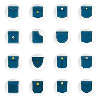 Pocket types icons set in flat style vector