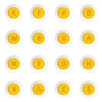 Currency from different countries icons set vector
