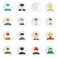 Professions icons set in flat style vector