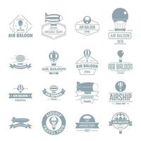 Air balloon icons set, simple style vector