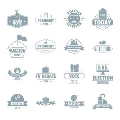 Election voting logo icons set, simple style