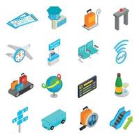 Airport isometric 3d icons vector