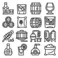 Whisky icons set, outline style vector