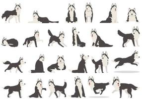 iconos husky establecer vector de dibujos animados. orejas de perro