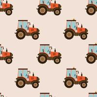 Seamless pattern with tractors vector