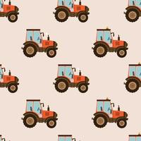 Seamless pattern with tractors vector