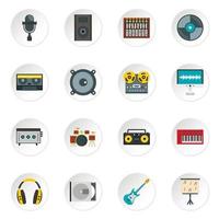 Recording studio items icons set in flat style vector