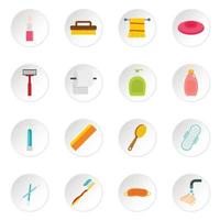 Hygiene tools icons set in flat style vector