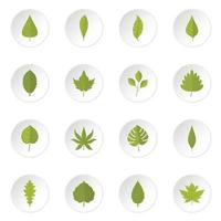 Plant leafs icons set in flat style vector