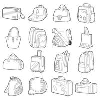 Bag types icons set, flat style vector