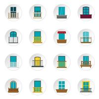 iconos de formas de ventana establecidos en estilo plano vector